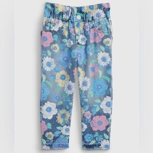 Gap Toddler Floral Just Like Mom Jeans with Washwell Floral Flower Raw Hem 4T